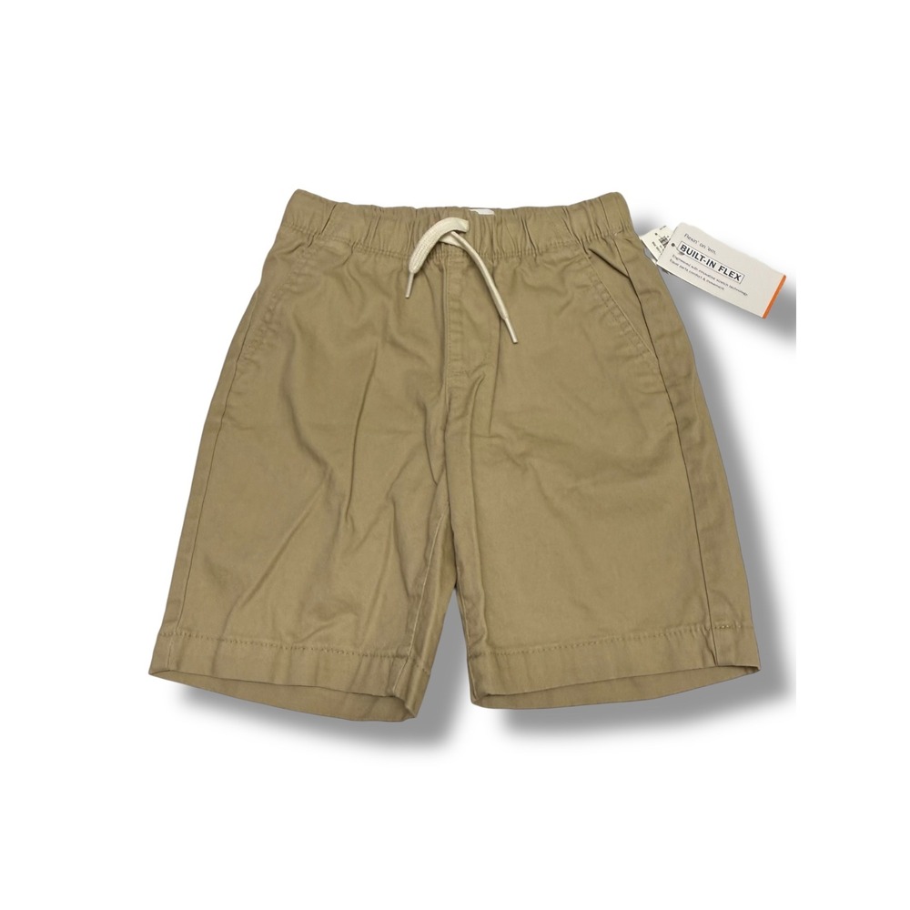 Old Navy Boys Khaki Chino Shorts Built-In Flex Elastic Waist Tan Size S 6-7 NEW